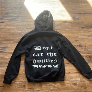 Black Graphic Hoodie with White Text